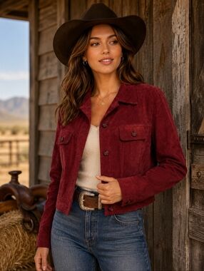 Brandon Thomas Burgundy Suede Leather Western Jacket L